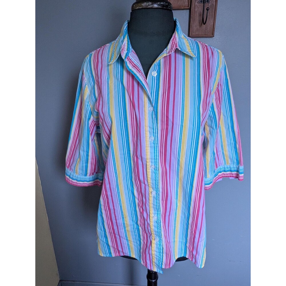 Vintage 80s Candy Stripe Blouse Size Large - Picture 10 of 13